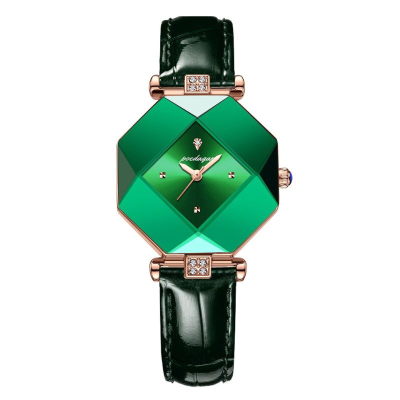 Luxe Groene Diamanten Quartz Horloge