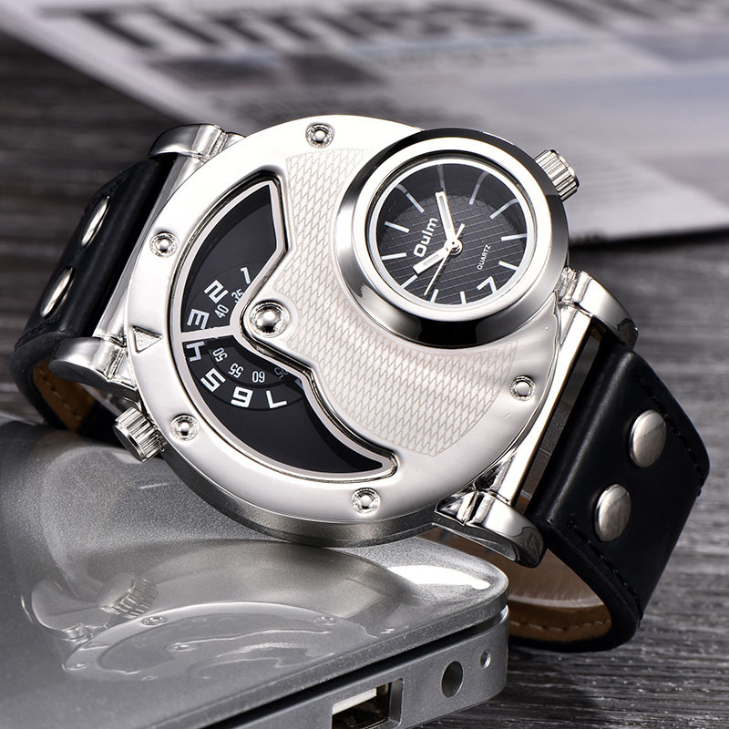 Multi-Tijdzone Leren Band Horloge