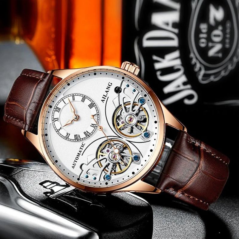 Dubbele Tourbillon Lichtgevend Mechanisch Horloge