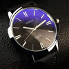 Luxe Blauwe Glas Lederen Horloge