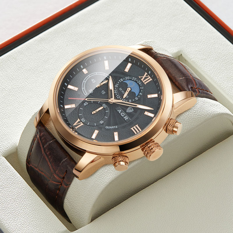 Luxe Leren Quartz Horloge