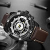 Luxe Quartz Chronograaf Military Sport Lederen Horloge