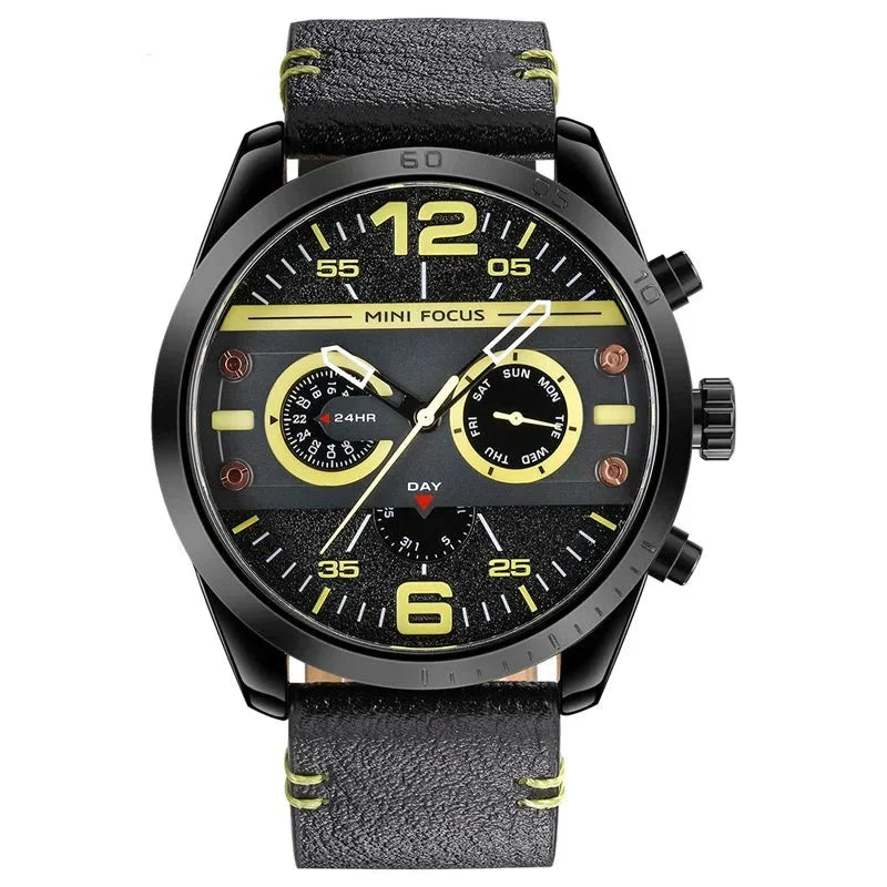 Luxe Leren Band Quartz Chronograaf Waterdichte Sporthorloge