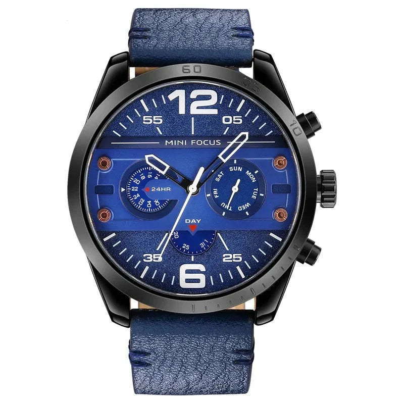 Luxe Leren Band Quartz Chronograaf Waterdichte Sporthorloge