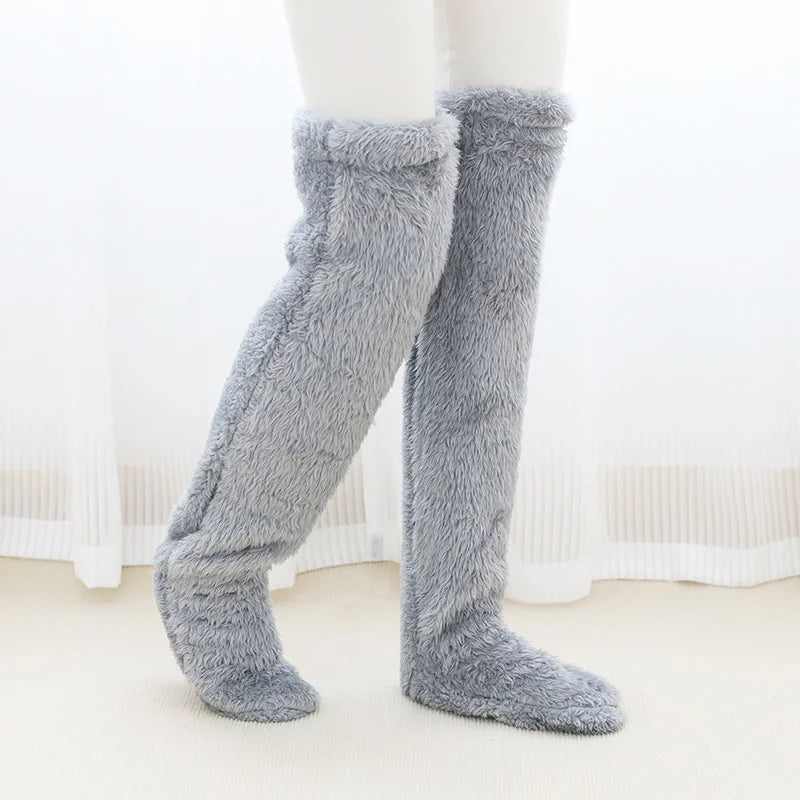 Dames Over Knee Fluffy Sokken voor Ultieme Warmte