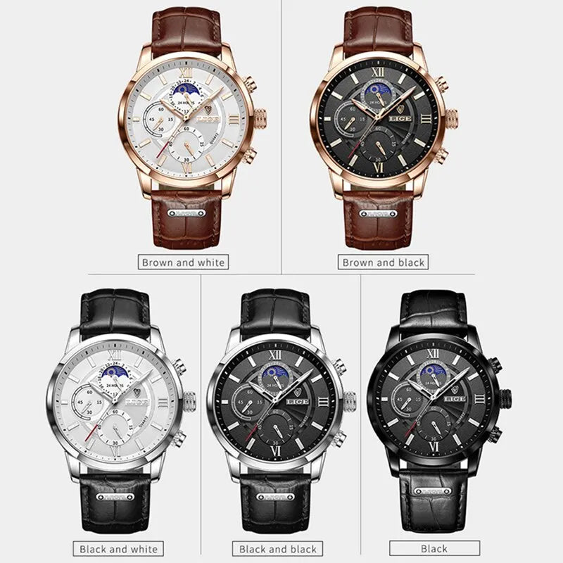 Luxueus Leren Quartz Horloge