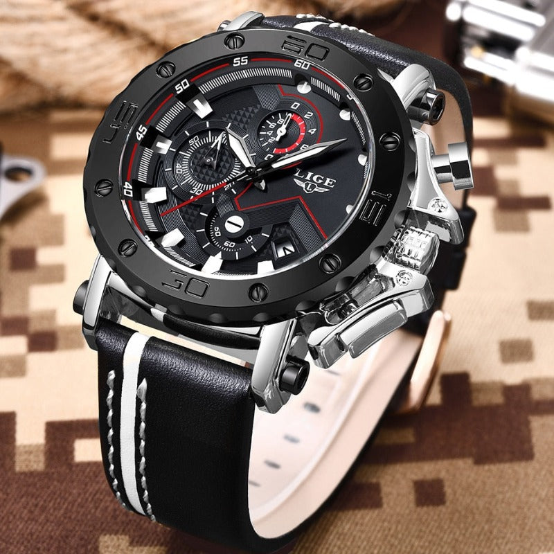 Luxe Militaire Stalen Quartz Horloge