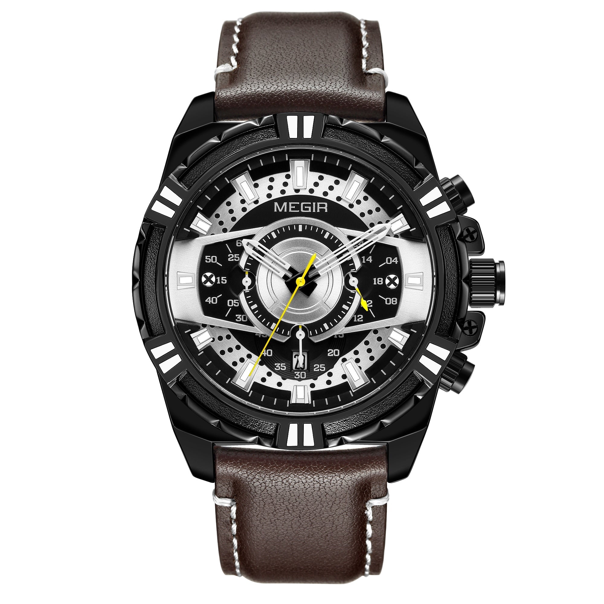 Luxe Quartz Chronograaf Military Sport Lederen Horloge