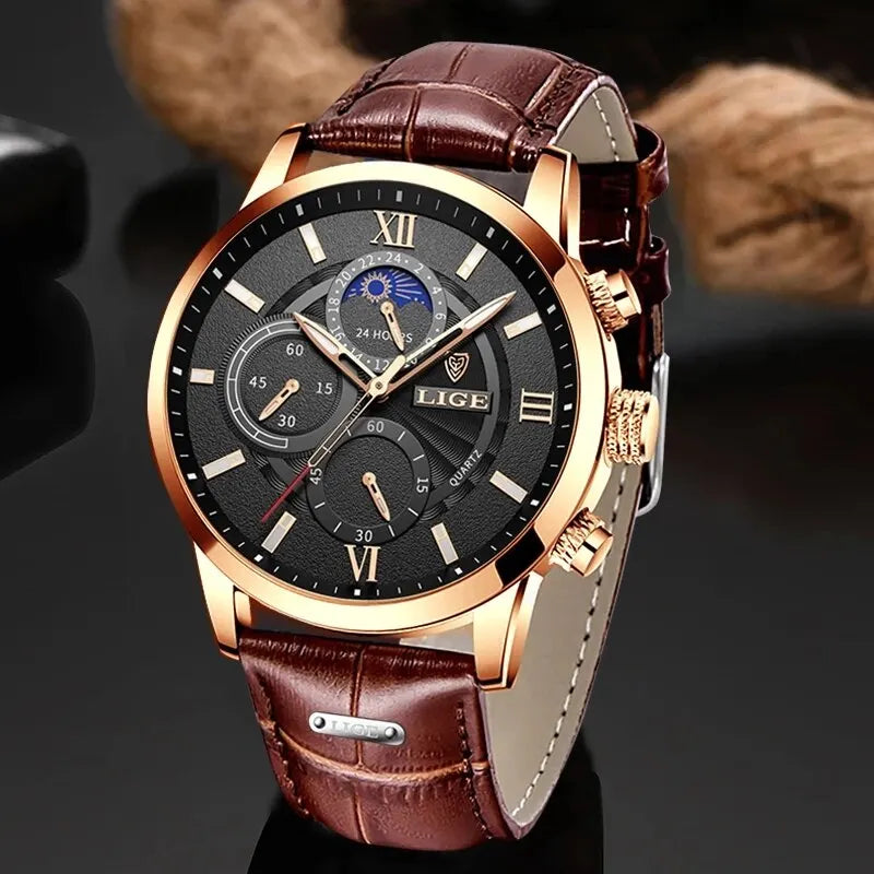 Luxueus Leren Quartz Horloge