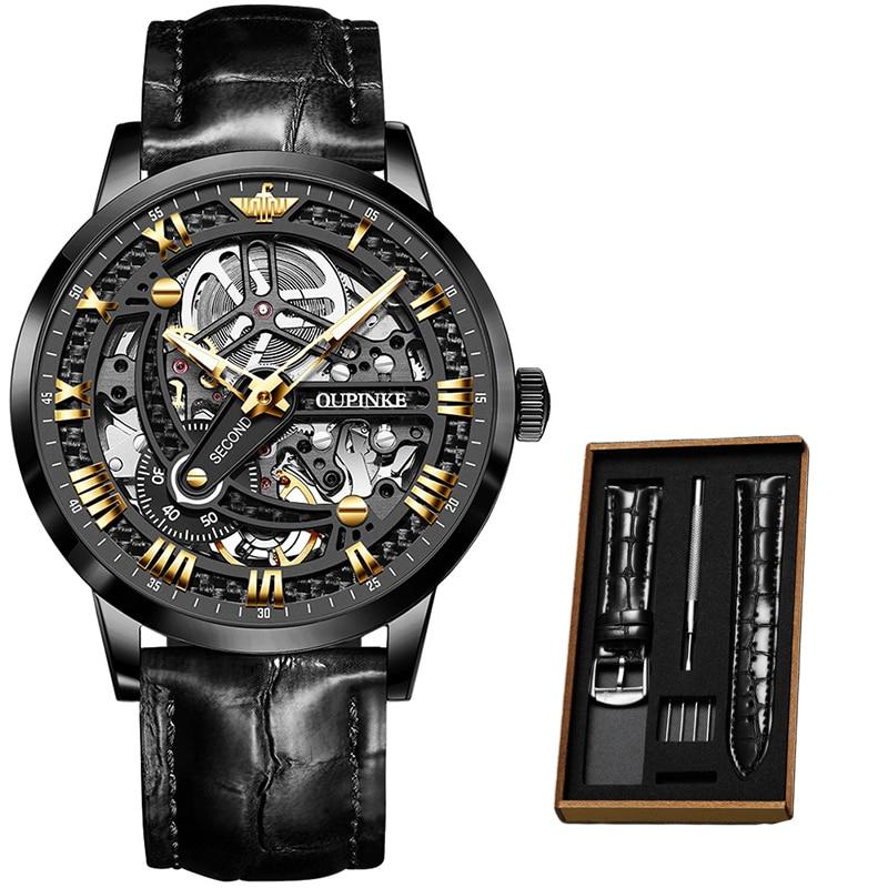 Leren Band Automatisch Mechanisch Horloge