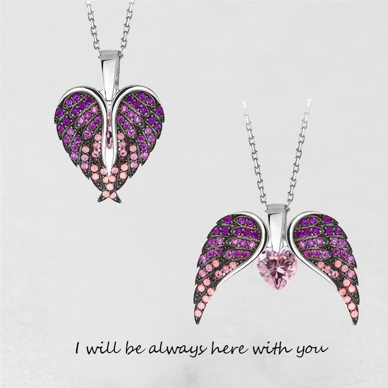 Double Angel Wing Ketting Zirkoon